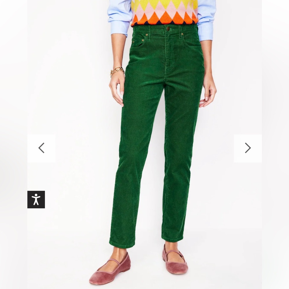 Boden Pine Green Straight Leg Corduroy Pants NWT 20/22